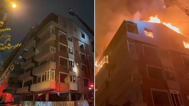 Güngören'de kentsel dönüşüm nedeniyle boşaltılan bir binanın çatı katında meydana