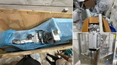 Mersin'de bir plastik ambalaj dükkanında yapılan baskında 100 bin adet
