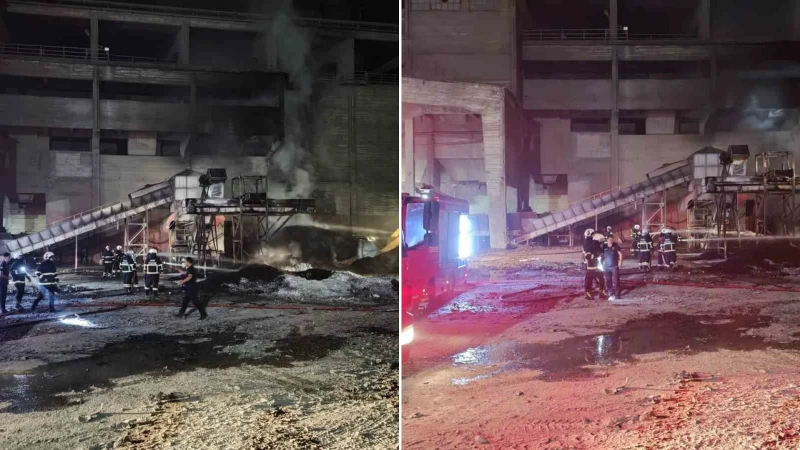 Sivas'taki çimento fabrikasında çıkan yangın, hızlı müdahale sayesinde kontrol altına