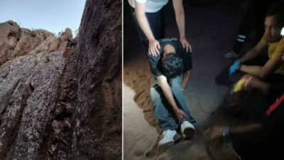 Eğribucak kayalıklarında mahsur kalan genç, AFAD ekiplerinin 2 saat süren