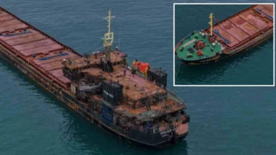 VOLGA-4007 yük gemisi, Karadeniz'de yaşanan dron saldırısının ardından Trabzon açıklarına