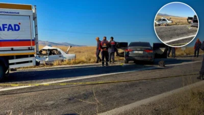 Emirdağ'da meydana gelen kazada iki otomobil kafa kafaya çarpıştı. Olayda