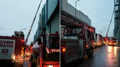 İstanbul Bayrampaşa'da bir düğün salonunda çıkan yangın, itfaiye ekiplerinin hızlı