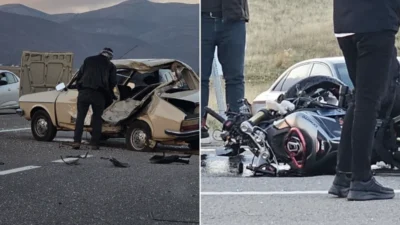 Bingöl'ün Karlıova ilçesinde motosiklet ve otomobilin çarpışması sonucu 3 kişi