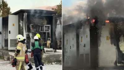 Bursa'nın Nilüfer ilçesinde bir trafoda çıkan yangın, çevrede kısa süreli