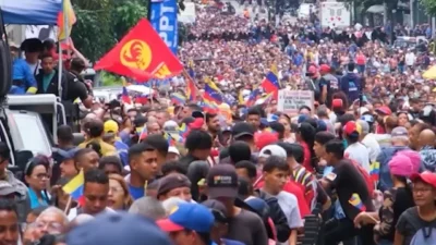 Venezuela'nın başkenti Caracas'ta işçiler, barış ve birlik çağrısı yapmak için