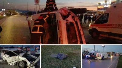 Çorum'da meydana gelen kazada ambulans ve otomobil çarpıştı, LPG tankı