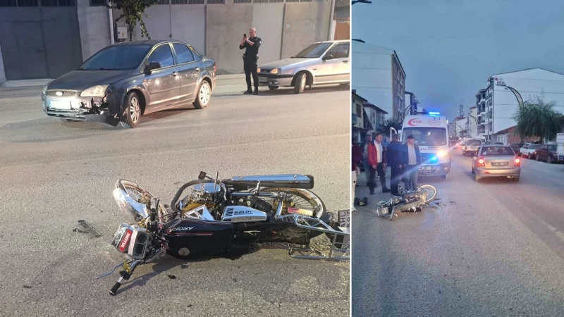 Çorum'un Alaca ilçesinde otomobil ile motosikletin çarpıştığı kaza sonrası motosiklet