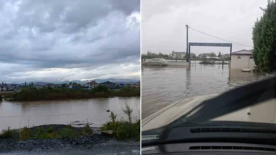 Dalaman'daki sağanak yağışlar nedeniyle Tersakan Çayı taştı, yollar su altında