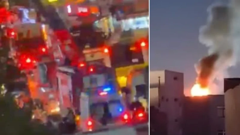 Gaziosmanpaşa'da bir iş hanının çatısında çıkan yangın itfaiye ekipleri tarafından