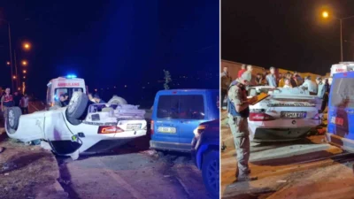 Hatay'da yaşanan kazada takla atan otomobil, iki tır sürücüsüne çarparak