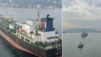 AK ANA tankerinin İstanbul Boğazı'ndan geçişi sırasında güvenlik önlemleri alındı.
