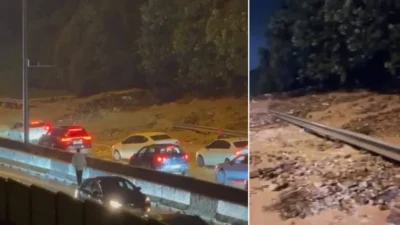 Kartal'da etkili olan sağanak sonrası sel suları, TEM Kartal-Samandıra bağlantı