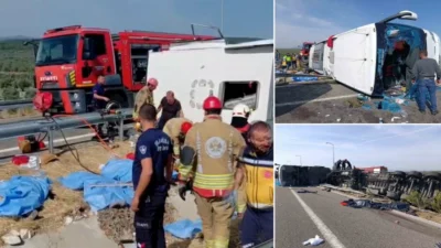 Manisa'nın Akhisar ilçesinde meydana gelen trafik kazasında 11 kişi yaşamını