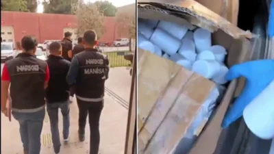 Manisa'da gerçekleştirilen uyuşturucu operasyonunda 225 bin 960 sentetik ecza ele