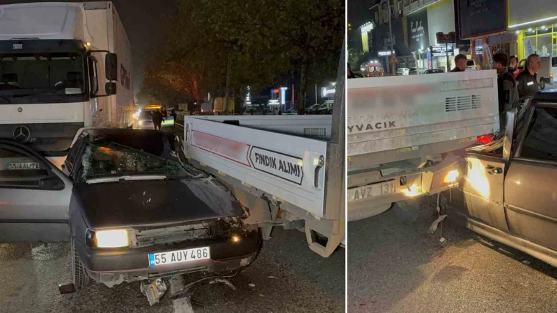 Samsun Tekkeköy'de meydana gelen zincirleme kazada, bir kadın sürücü ve